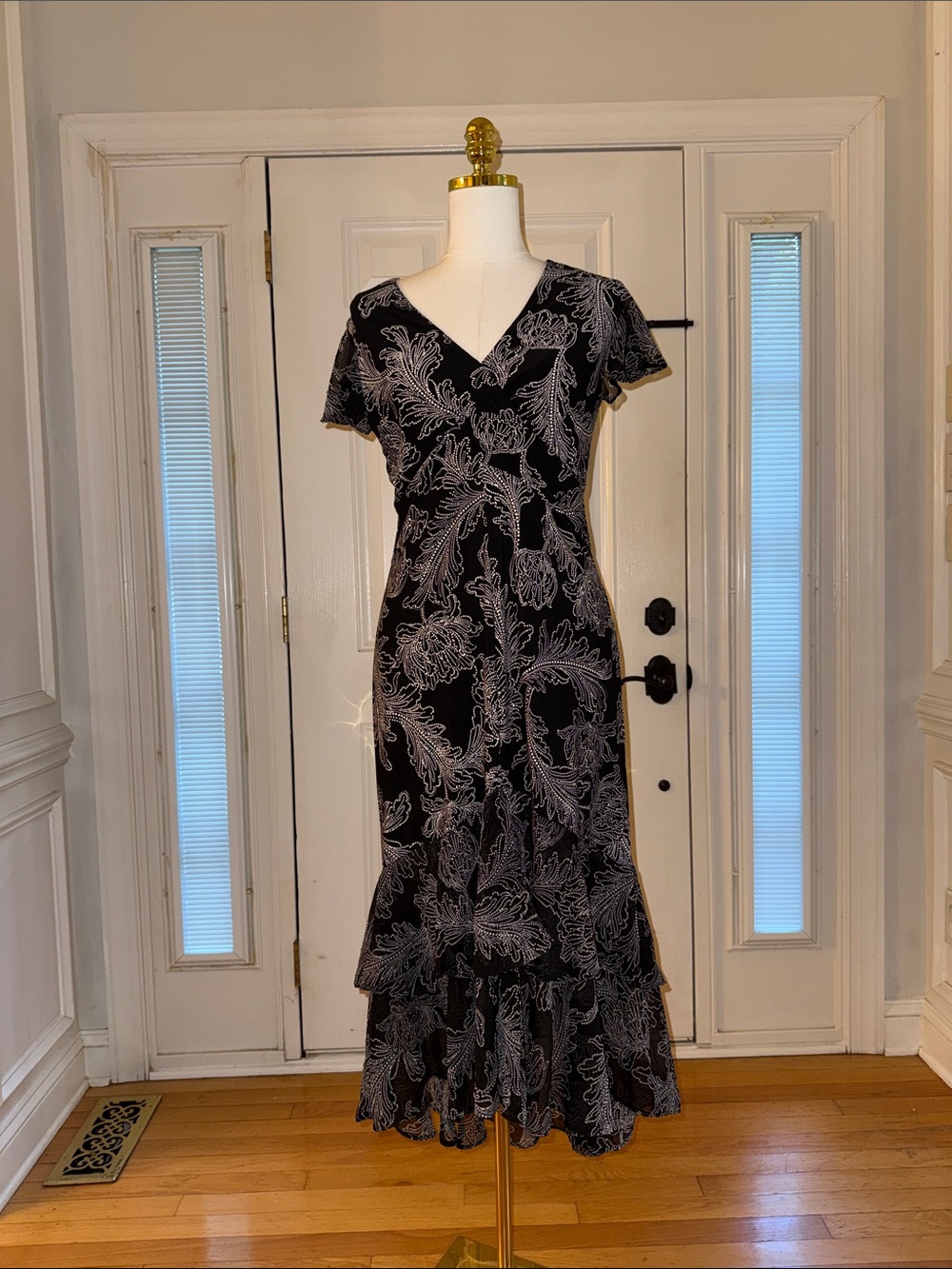 Tommy Hilfiger Black and White Floral Maxi Dress